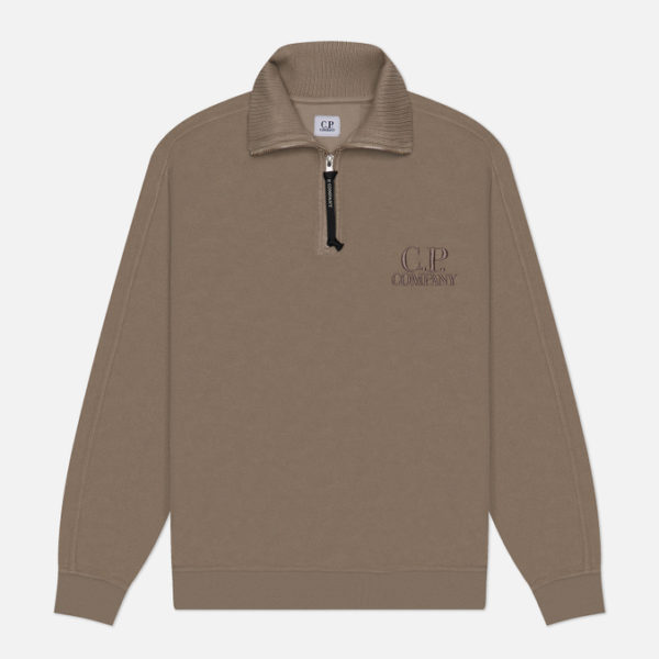 Мужская толстовка C.P. Company Reverse Brushed & Emerized Diagonal Fleece Mixed Half Zipped