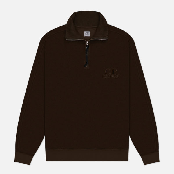 Мужская толстовка C.P. Company Reverse Brushed & Emerized Diagonal Fleece Mixed Half Zipped
