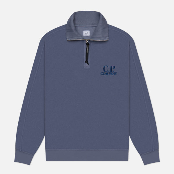 Мужская толстовка C.P. Company Reverse Brushed & Emerized Diagonal Fleece Mixed Half Zipped