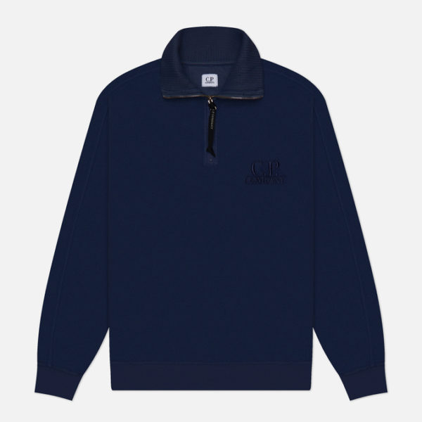 Мужская толстовка C.P. Company Reverse Brushed & Emerized Diagonal Fleece Mixed Half Zipped