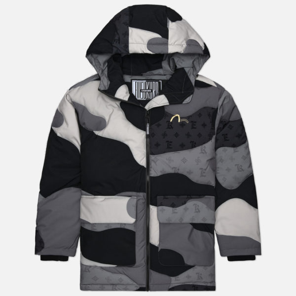Мужской пуховик Evisu Evisukuro Quilted Camo Shell Print Monogram Down