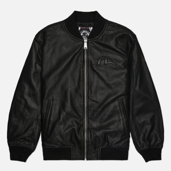 Мужская куртка бомбер Evisu Heritage Appliqued Padded Leather
