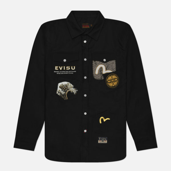 Мужская рубашка Evisu Heritage Logos Wave Embroidery Multi-Pocket