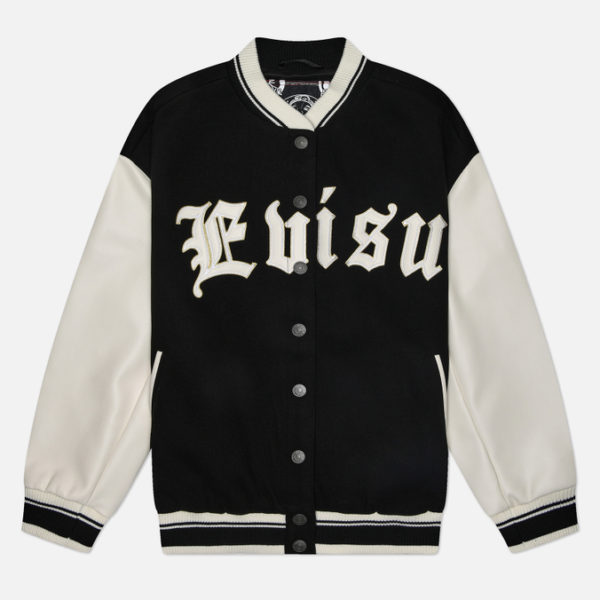 Женская куртка бомбер Evisu Kamon Logo Embroidery Long Varsity