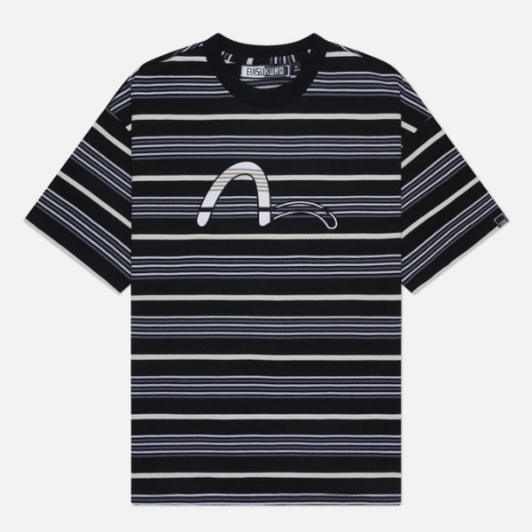 Мужская футболка Evisu Evisukuro Striped Embroidered Seagull