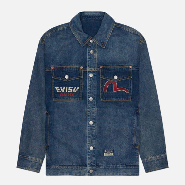 Мужская джинсовая куртка Evisu Godhead Printed