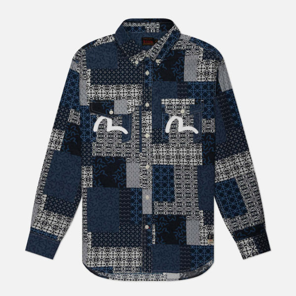 Мужская рубашка Evisu Dermatoglyphic Block All Over Print & Seagull Print