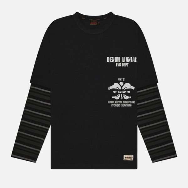 Мужской лонгслив Evisu Kamon & Evisu Print Double Sleeves