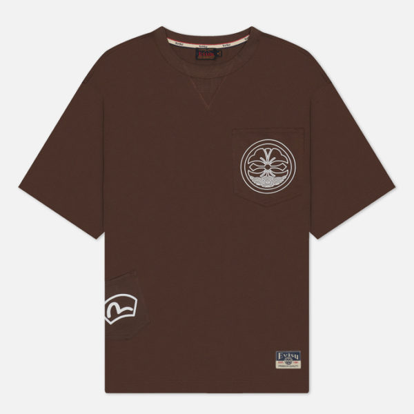 Мужская футболка Evisu Kamon Hand Brush Daicock Print Multi Pocket