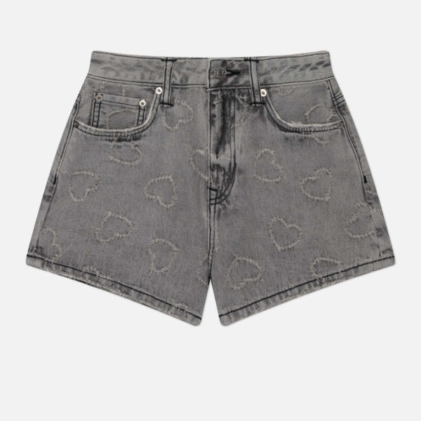 Женские шорты Evisu Seagull Embroidery & Heart All Over Denim