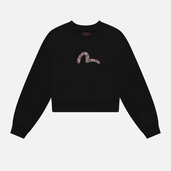 Женская толстовка Evisu Rhinestone Seagull Cropped