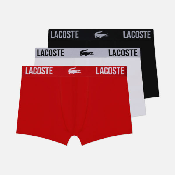 Комплект мужских трусов Lacoste 3-Pack Trunk Jacquard Waistband